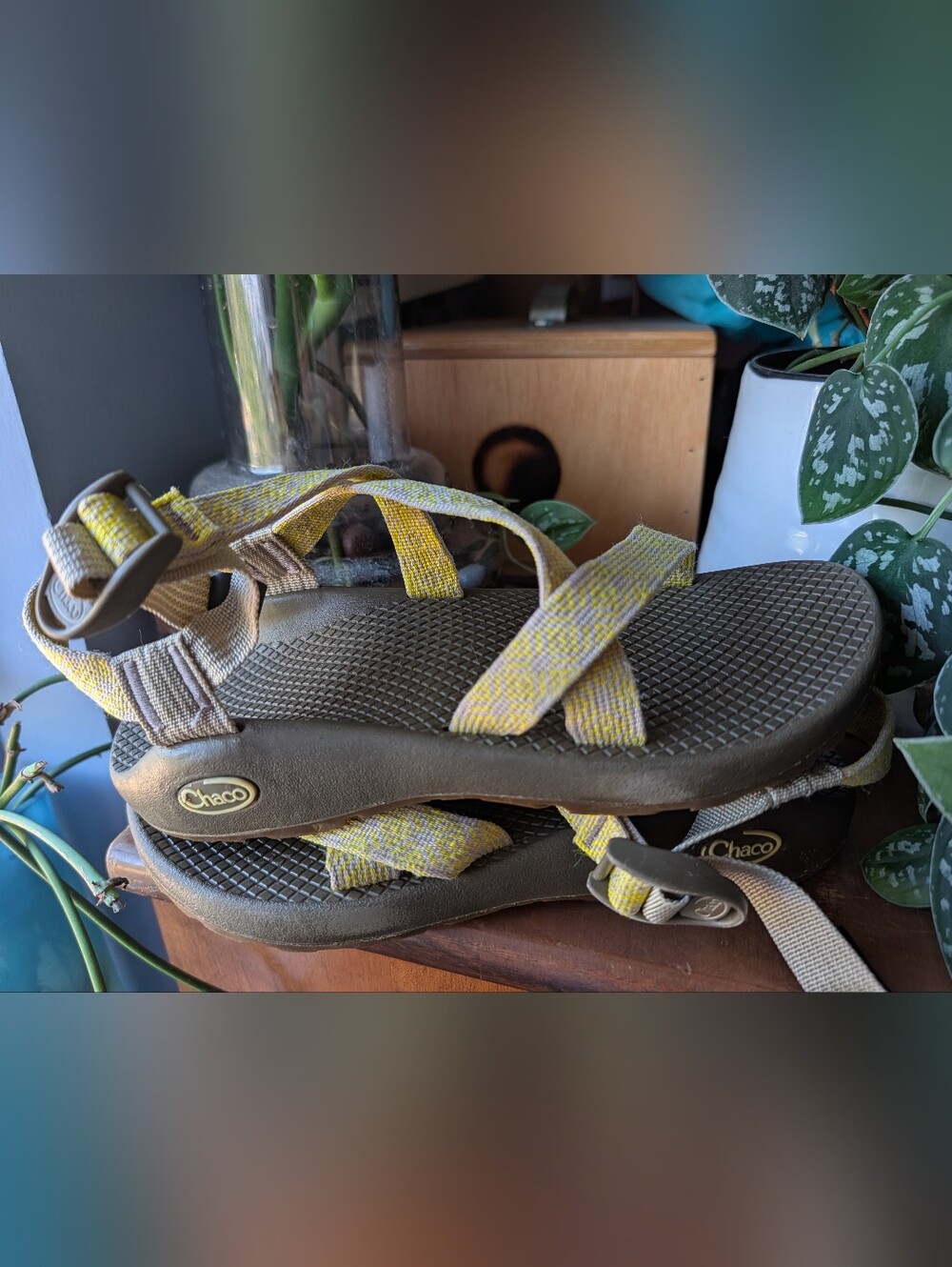 Chaco W7 Yellow and Tan Strappy Sandals